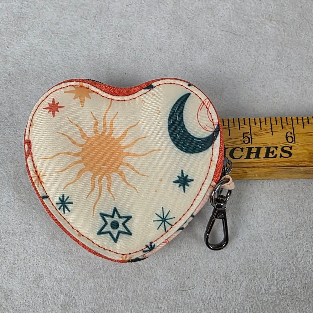 Lug Heart Coin Pouch Celestial Sand Sun Moon Star Quilted Bag Charm Clip
